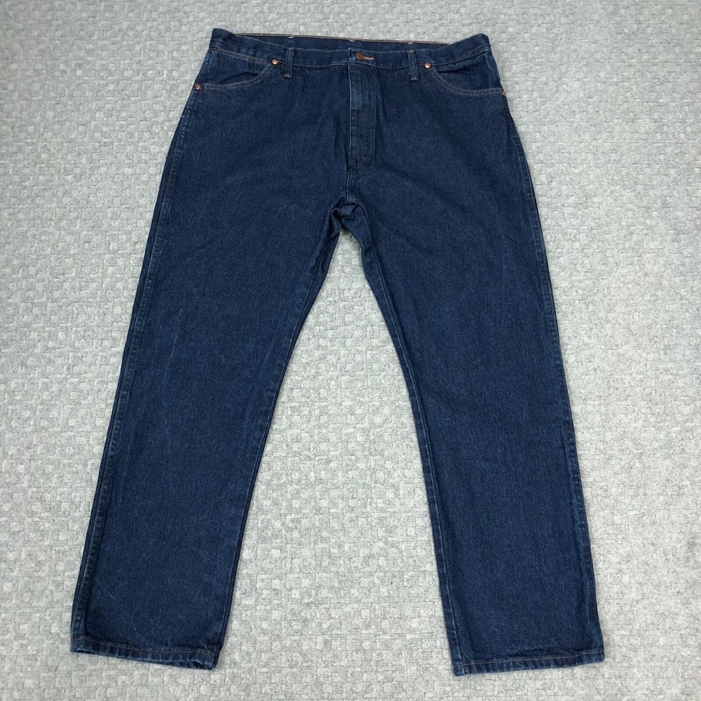 Wrangler Jeans Mens 40x30 Blue Dark Wash Straight Leg Denim 13MWZPW Casual Norm